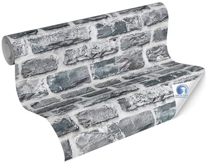 Livingwalls Papier peint DESIGNDROP - papier peint intissé préencollé Pierre en gris, noir - 10,05m x 0,53m - papier peint moderne aspect pierre naturelle pour le salon - 784571