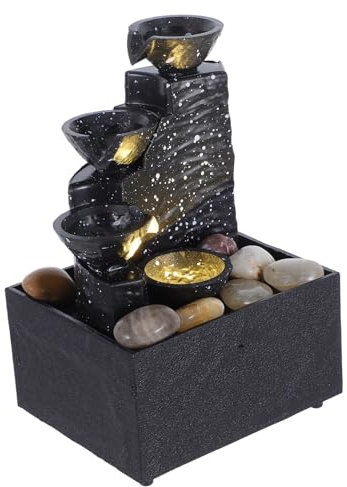 Cabilock Fuente De Escritorio Decorativa con Efecto Cascada Diseño Artístico para Interiores Decoración para Hogar y Oficina Mini Fuente Reutilizable con Acabado Texturizado