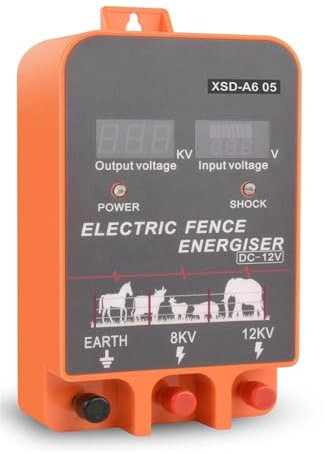 Elstängsel Energisator, 10KM elstängsel 2,5 Joule med LCD-skärm 2,5 Joule 12V Controller for gårdsboskap Kor Nötkreatur Häst För djur