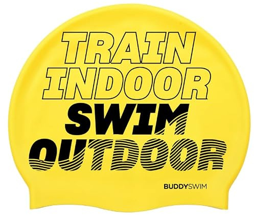 BUDDYSWIM Bonnet de Bain en Silicone pour Piscine ou Eau Libre pour Homme ou Femme. Convient aux Cheveux Longs. Résistant et Hydrodynamique, Couleur Vive pour Une Bonne Visibilité