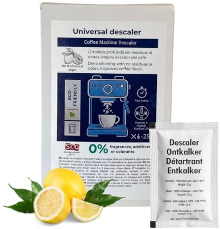 Descalcificador para Cafeteras 6 x 25 g Ácido Cítrico
