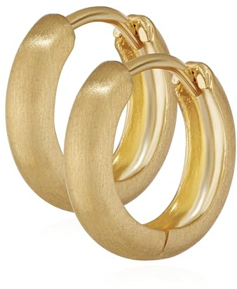 NKlaus Klappcreolen für Damen, 333 Gelbgold, matt, 12,2 x 3,2mm, 2 Stück
