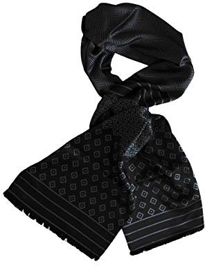 Posh Gear Herren Seiden Schal Satinata, schwarz aus 100% Seide