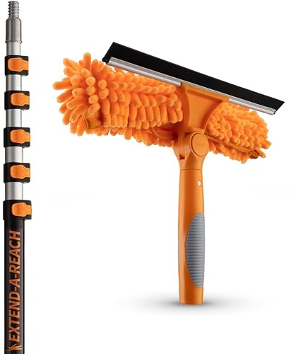 5-24 ft Window Washing Kit with Extension Pole (30+ Foot Reach)