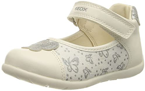 Geox B Elthan Girl B, Primi Passi Bimba 0-24, Bianco/Argento (White/Silver), 18 EU