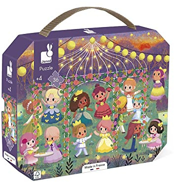 Janod - Puzzle para Niños Princesas 36 Piezas - Juguete Educativo Motricidad y Concentración - Maletín con Asa - Certificado FSC - A Partir de 4 Años, J02608