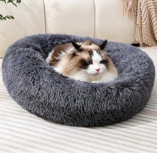 Fhodigogo Hundebett rund Hundekissen hundekissen Katzenbett katzenkissen hundebett kleine Hunde Donut Hundebett Kleine Hunde Bett Katzendecke Hundedeck für Katzen und kleine Hunde (M for 5KG)