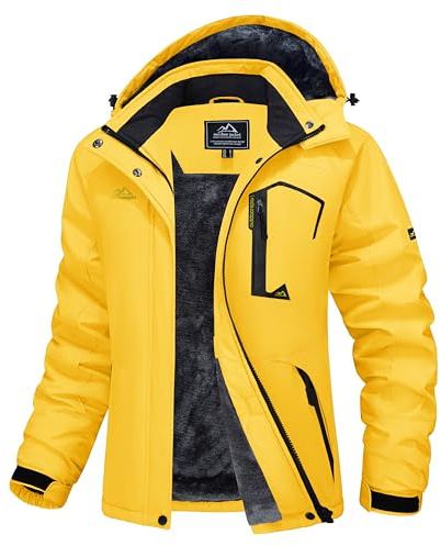 MAGCOMSEN Winter Ski Jacket for Women Water Resistant Windproof Snow Fleece Lined Jackets Ski Sports Outdoor Coat Yellow M