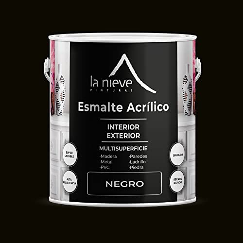 Pinturas la Nieve Esmalte acrílico satinado multisuperficie interior y exterior (750 mililitros, Negro)