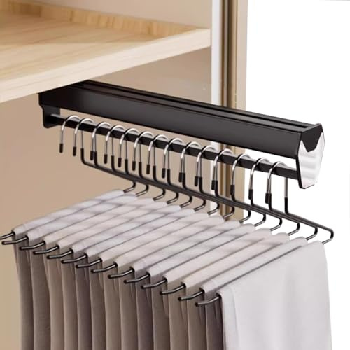 Pull Out Clothes Rail with Metal Base,Extendable Closet Rod for Pants Clothing Storage,Wardrobe Adjustable Clothes Hanger Rail 12-24inch,Load 25kg (Size : 30cm/11.8in)