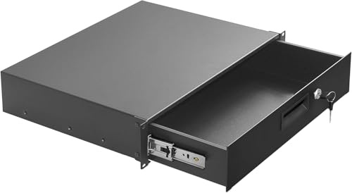 NETECABLE 2U rack montering låda serverskåp fodral för 19 tum AV/nätverk/DJ-utrustning låsbar djup låda med nyckel