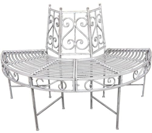 möbelando Baumbank >Varda< in Weiss aus Stahl - 122x63x80cm (LxBxH)