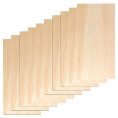 Lot de 10 Feuilles de Bois de Balsa 20x10cm - Planches Légères et Résistantes pour Pyrogravure, Découpe Laser, Modélisme et Bricolage