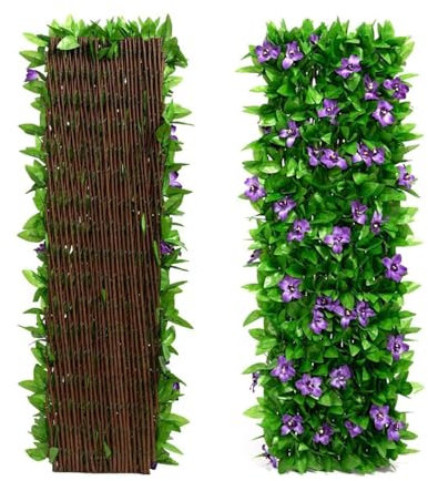 Expandable Garden Trellis Panels 200x40cm, Artificial Ivy Fence Screening for Balcony, Outdoor, Decoration (1PCS)