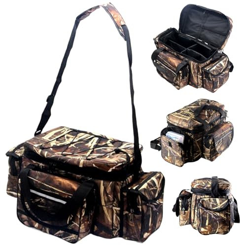 Angelsack, Angeltasche angeln, großer Kapazität Fischereibeutel mit Mehrfachpocket, Oxford-Stoff-Tackle-Box-Beutel, tragbarer kleiner Tackle-Beutel mit verstellbarem gepolstertem Riemen und Obergrenz