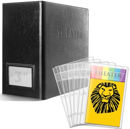 tutata 3 inch Binder with Sleeevs, for Broadway and Theatre Program, Theater Program Holder with Cover, 40 Sleeves, Fits 5.5 × 8.5 Programs from Mid 1980s to Modern