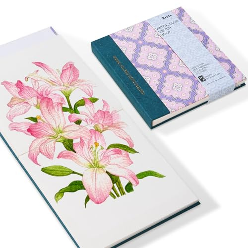 Arrtx Cuaderno de bocetos de papel de acuarela cuadrado, 13,9 x 13,9 cm, 140 LB, 300 g/m², papel 100% algodón, prensado en frío, 24 hojas, diario de acuarela con cubierta rígida para uso como cuaderno