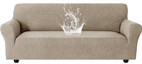 Ystyle Funda Sofa 4 Plazas con Reposabrazos, Elasticas, Caqui | Ajustables Fundas Sofa Elasticas, Universales Cubre Sofas Anti Gatos Perros, Couch Cover Antideslizante Antimanchas Lavable