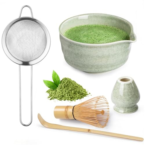 Matcha vispset, ThymeSpace Matcha-kit för ceremoni, 5 st traditionella japanska matcha-vispverktyg för matcha te