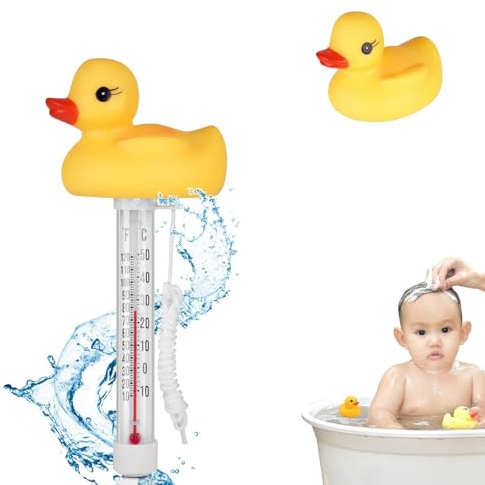 Pool Thermometer Floating, Water Temperature Thermometer for Swimming Pool, Duck Design, Accurate Readings from 20°F to 120°F, Fun Gift for Kids and Swimming Enthusiasts
