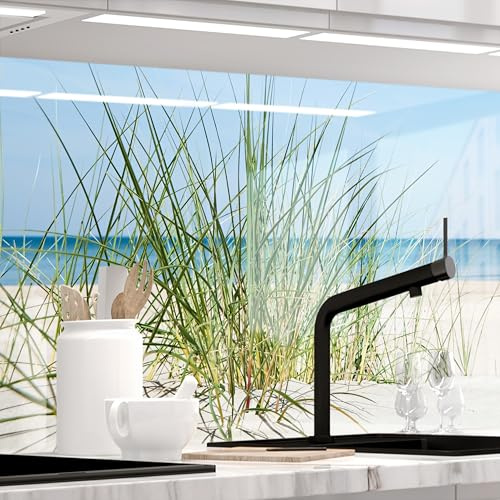 StickerProfis Küchenrückwand Spritzschutz selbstklebend, Glas Optik, Versteift, alle Untergründe, 1.8mm Rückwand für Küche, DÜNENBLICK (Premium) 60 x 280cm