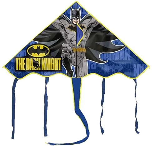 Aquilone Batman per Bambini - 100x56 cm, Facile da Far Volare, Leggero e Resistente, Design Divertente con Personaggio Cartoon, Giocattolo Estivo per Mare, Parco e Giardino