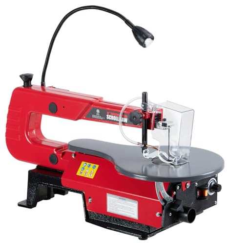 Precision Adjustable Speed Scroll Saw - 16-Inch Industrial Electric Saw - Large Tilting Work Table, Smooth Low-Vibration, Safety Blade Guard - U.S. Regulations, 1A Power, With Light