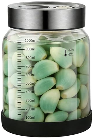 Bqkroa 1 000 ml fermenteringsglas med lock: Mason Jars fermenteringsglas 1 l, konserveringsglas med ventilationsventil och vägventil, fermenteringsglas med jäsningsventil för gurka, Kimchi-behållare