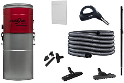HouseVac HV-755ST-35H centraldammsugarset med Retraflex 2; hybridfiltersystem; kraftfullt vakuumsystem 1 700 W; hög sugkraft; tyst kompakt design med tillbehör (12,2 m)