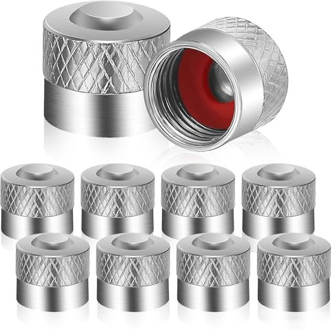 8 Stück Ventilkappen Auto, Autoventil Metall Kappen, Mit Gummiring Dichtung Reifenventilkappen, Ventildeckel Autoventilkappen Für Auto Motorad Fahrrad Roller (Silber)