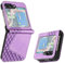 YIRRANZD Coque pour Samsung Galaxy Z Flip 5, Étui Housse Protection en Cuir PU, Antichoc Etui à Rabat pour Samsung Z Flip 5 (Violet)