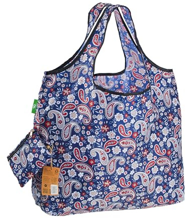 ECO CHIC Foldable Reusable Large Recycled Grocery Bags Lightweight Shopping Tote Bags with Storage Pouch