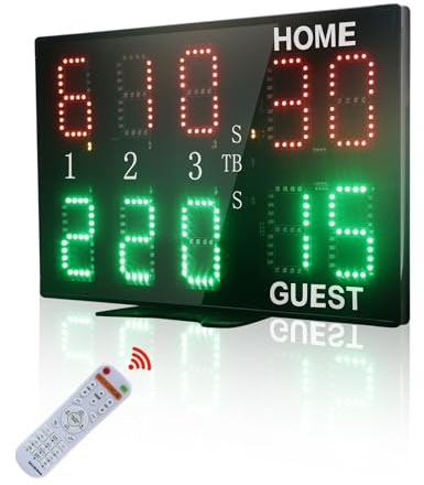 YZ LED Portable Tennis Scoreboard, Professional Digital Scoreboard for Tennis, Tennis Score Keeper for Net, Digital Scoreboard with Remote, Electronic Scoreboard with Remote, Indoor&Outdoor