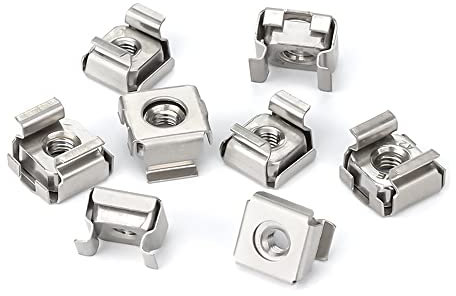 Dadi in Gabbia, Dado flottante, Dado a Gabbia Galleggiante con Clip Quadrata in Acciaio Inossidabile A2-70 304 for Montaggio su Rack di armadietti for Server, 10 Pezzi