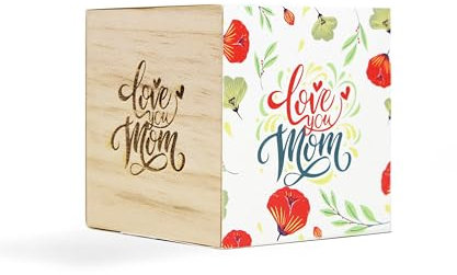 iGreen Cube Augurali - Kit Coltivazione Fiore da Regalare (Love Mom) - Idea Regalo Ecosostenibile - 100% Made in Italy - Eco Cube in Legno con Semi di Fiori di Campo