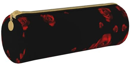 MDATT Red Rose Black Background Carry On Pen and Pencil Case,Multipurpose Stationery Pouch for for High School College Students