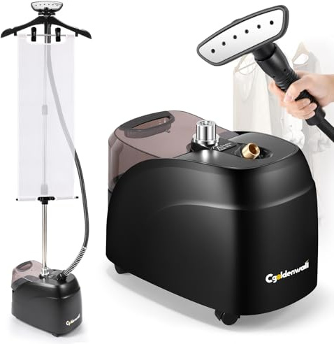 CGOLDENWALL 2000W Stiratrice a Vapore Verticale, Serbatoio dell'Acqua da 3.2L, Riscaldamento Rapido in 45 Secondi, Doppia Regolazione Vapore per Tutti i Tessuti
