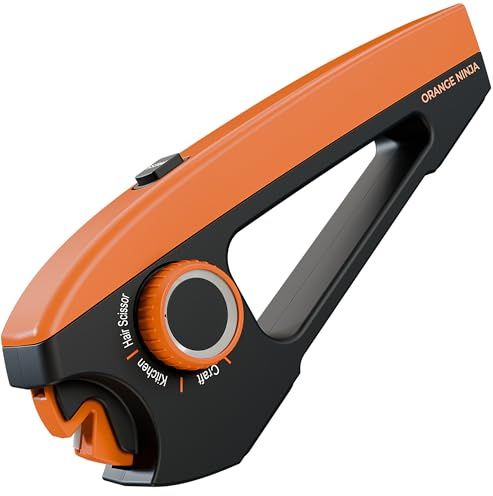 Orange Ninja Scissors Sharpener – 4 Angle Settings for Kitchen, Fabric, Hair & Craft Scissors – Quick, Safe Sharpening for All-Purpose & Heavy-Duty Scissors – Right Hand Use