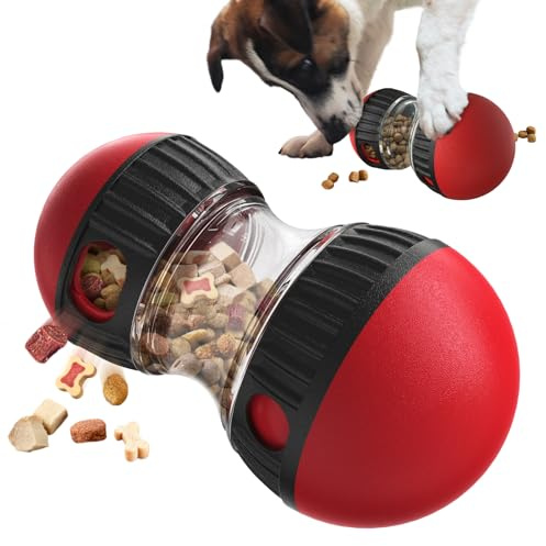 Interactive Dog Puzzle Toy - Mental Stimulation Rolling Treat Dispenser Ball & Slow Feeder Bowl Combo Set | Keeps Your Beloved Dog Focused & Busy | Large Adjustable Treat Dispenser