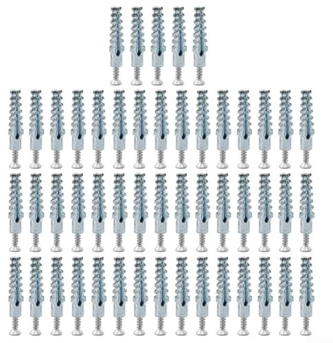 Schwerlast-Blechschrauben aus Karbonstahl und Metall-Expansionsrohr-Set für Betonanker, Trockenbaubefestigungen, Dübel, Dübel, Dübel, Mauerwerkschrauben, Hohlräume und Hohlwände (50 Stück M6)
