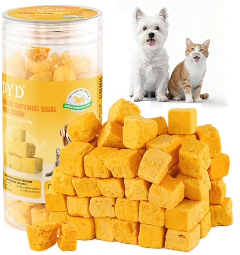 DYD Freeze Dried Egg Yolk Treats 100g for Cats & Dogs | Single Ingredient Grain Free | Skin & Coat Health & Reduce Shedding | Crunchy Natural Rewards for Training & Topping