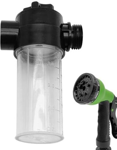 Botella de espuma para lavadora de autos | Espuma de jabón doméstico de 4 niveles para manguera | Suministros de pulverización de granja versátiles negros, herramienta de ahorro de mano de obra para a