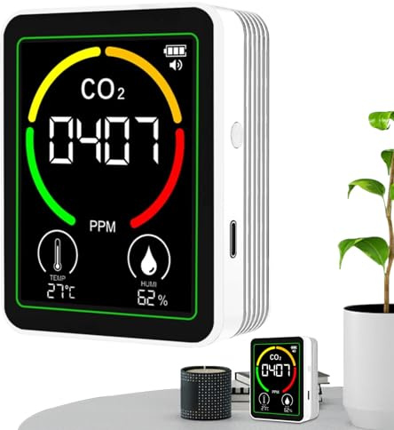 Moniteur de qualité de l'air intérieur 3 en 1, détecteur de dioxyde de carbone, capteur de température et d'humidité, écran LCD, batterie 1200 mAh, testeur d'air pour la maison, le bureau, l'école