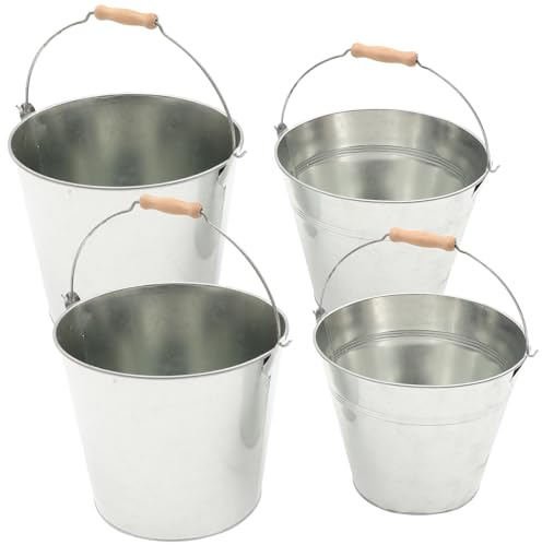 IWOWHERO Set 2 Secchi in Ferro per Cenere e Carbone da Barbecue, Secchio di Stoccaggio Grande Capacità Paletta, Contenitore Resistente per Cenere di Caminetto e Griglia, Uso Interno