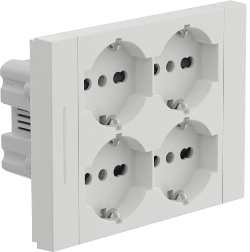 Electraline 22109 Quadra 4-sits universal P40 infälld multiuttag, kompatibel med alla 3-sitsiga infällda lådor, med strömbrytare/avledare, vit