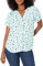 Amazon Essentials Women's Relaxed-Fit Short-Sleeved Woven Blouse, Aqua Blue Poppy, M