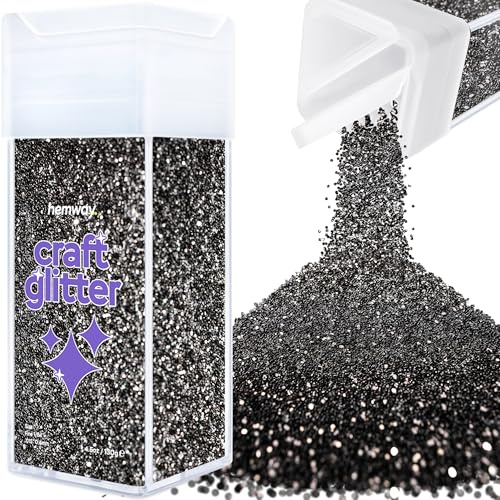Hemway Craft Glitter Shaker Black 130g Fine | for Resin & Epoxy Crafts, Christmas Art Supplies, Nail, Body, Face, Eye, Festival, Crafting, Slime, Sparkle