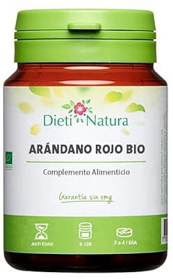 Dieti Natura Arándano Rojo BIO 120 Cápsulas - Arándano Rojo Rico en Polifenoles y Vitamina C - Protección del Aparato Urinario - Protección contra Infecciones Urinarias - Certificado Ecológico