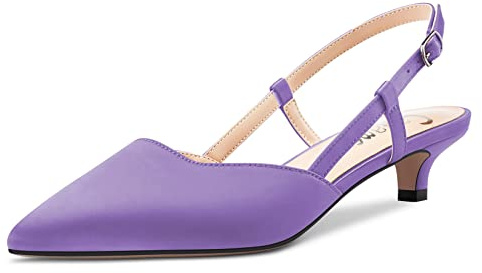 Castamere Basso Gattini Tacco Heel a Punta Pumps Donna Slingback Slip-on Sandali da Matrimonio Ufficio Feste Dress 3.5 CM Heels Viola A 39 EU