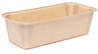 Ecopack Lot de 6 moules jetables en papier de couleur naturelle, adaptés au four jusqu'à 220 °C, dimensions 20 x 7 x 6 cm